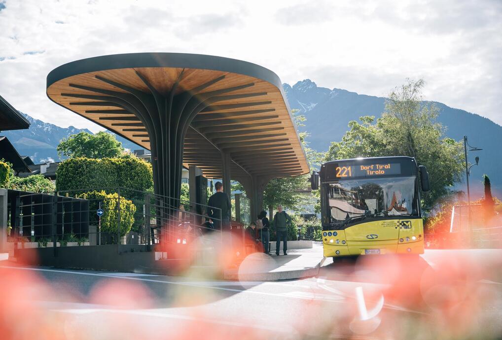 A bus stop in Tirolo