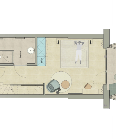 Zimmerskizze der Suite Aria: 1. Stock