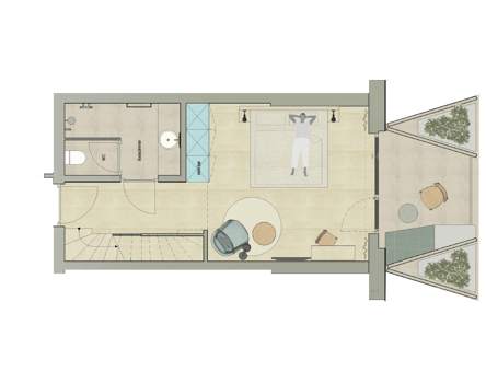 Zimmerskizze der Suite Aria: 1. Stock