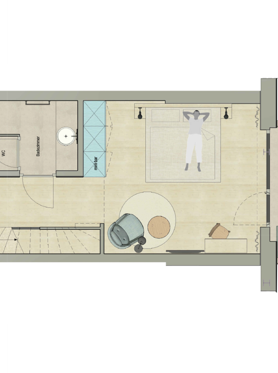 Zimmerskizze der Suite Aria: 1. Stock