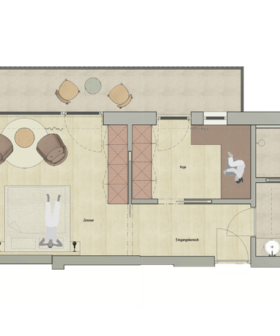 Zimmerskizze der Suite Respira
