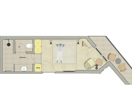 Planimetria della camera singola Ambra