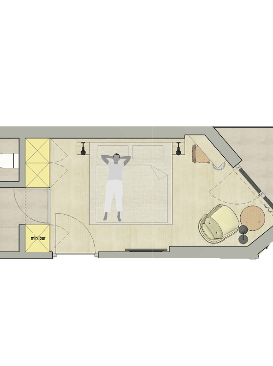 Planimetria della camera singola Ambra